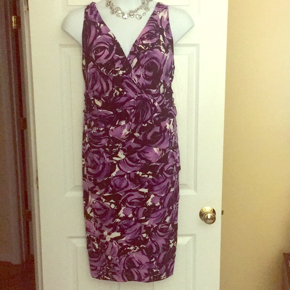 Jones New York Purple Floral Sheath Dress